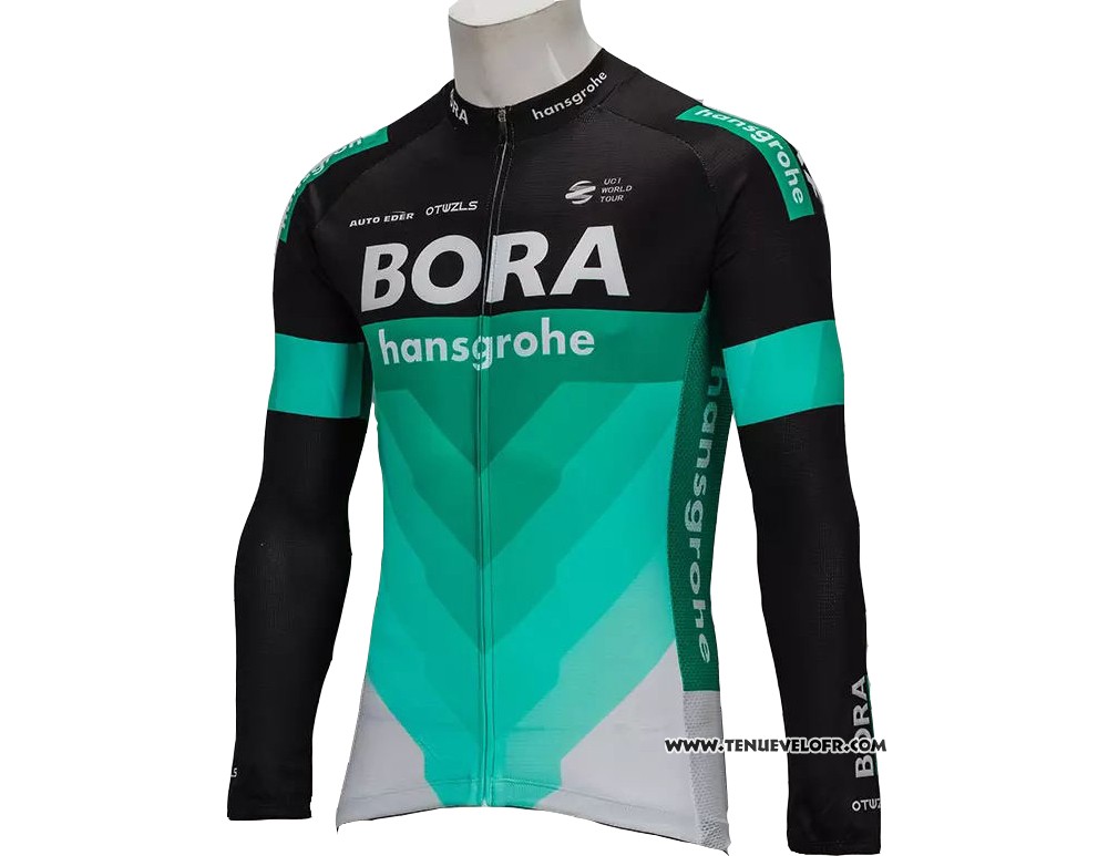 2018 Maillot Ciclismo Bora Vert et Noir Manches Longues et Cuissard